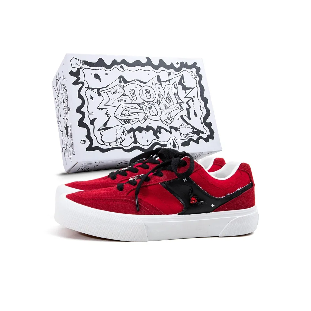 BOOM GUY POW Взрывной Энергия 100% Устойчивый к истиранию Легкий Низкий Топ Кроссовки для скейтбординга Женские Красный