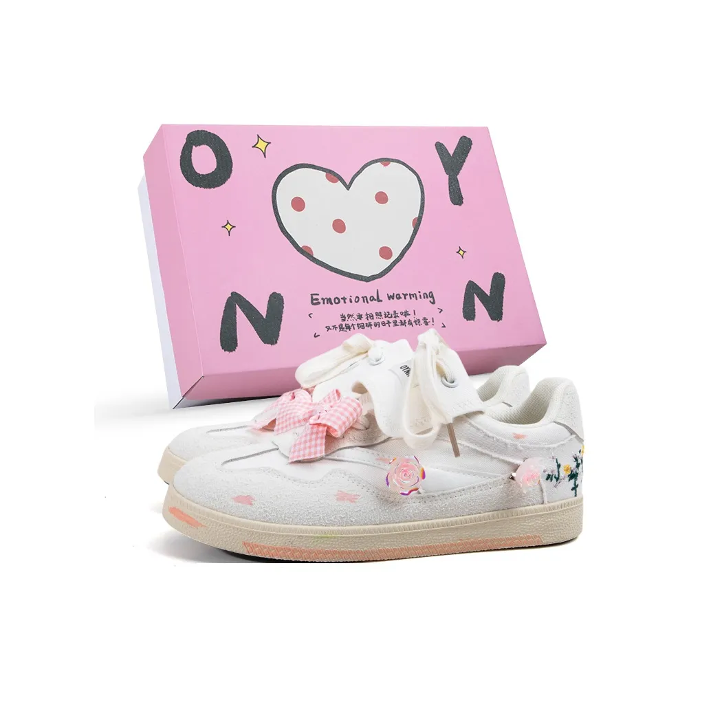 OYNN Young Baby Series Slip Resistant, Abrasion Resistant, Lightweight Low Top Skateboard Shoes Women's White