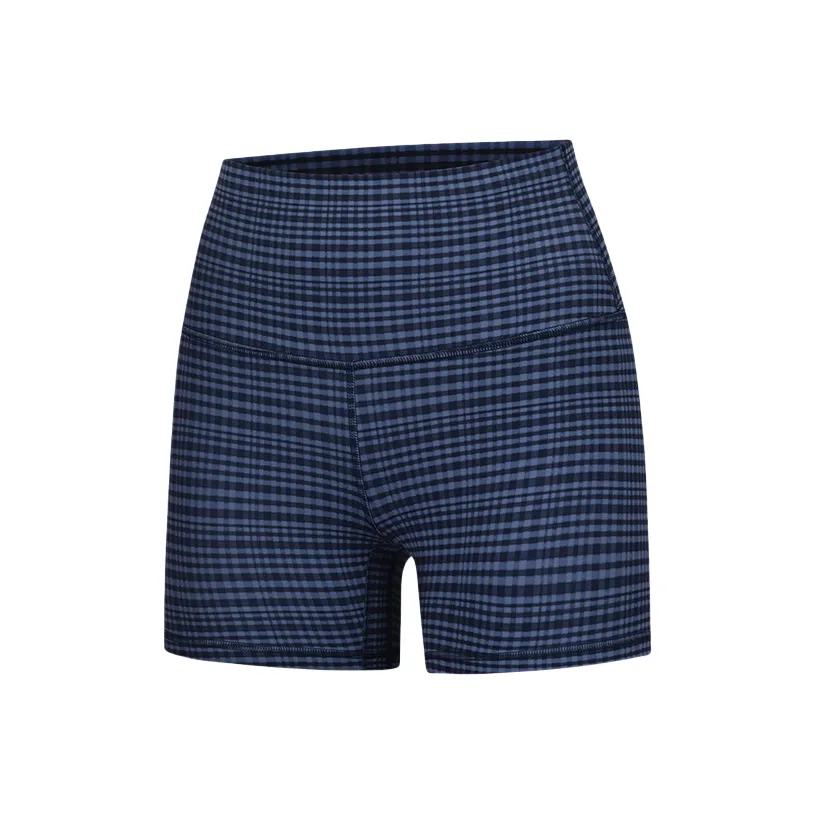 Lululemon Align™ Шорты для йоги 4' Женские Промытый деним синий Смешанный Свет Отражающий Клетчатый