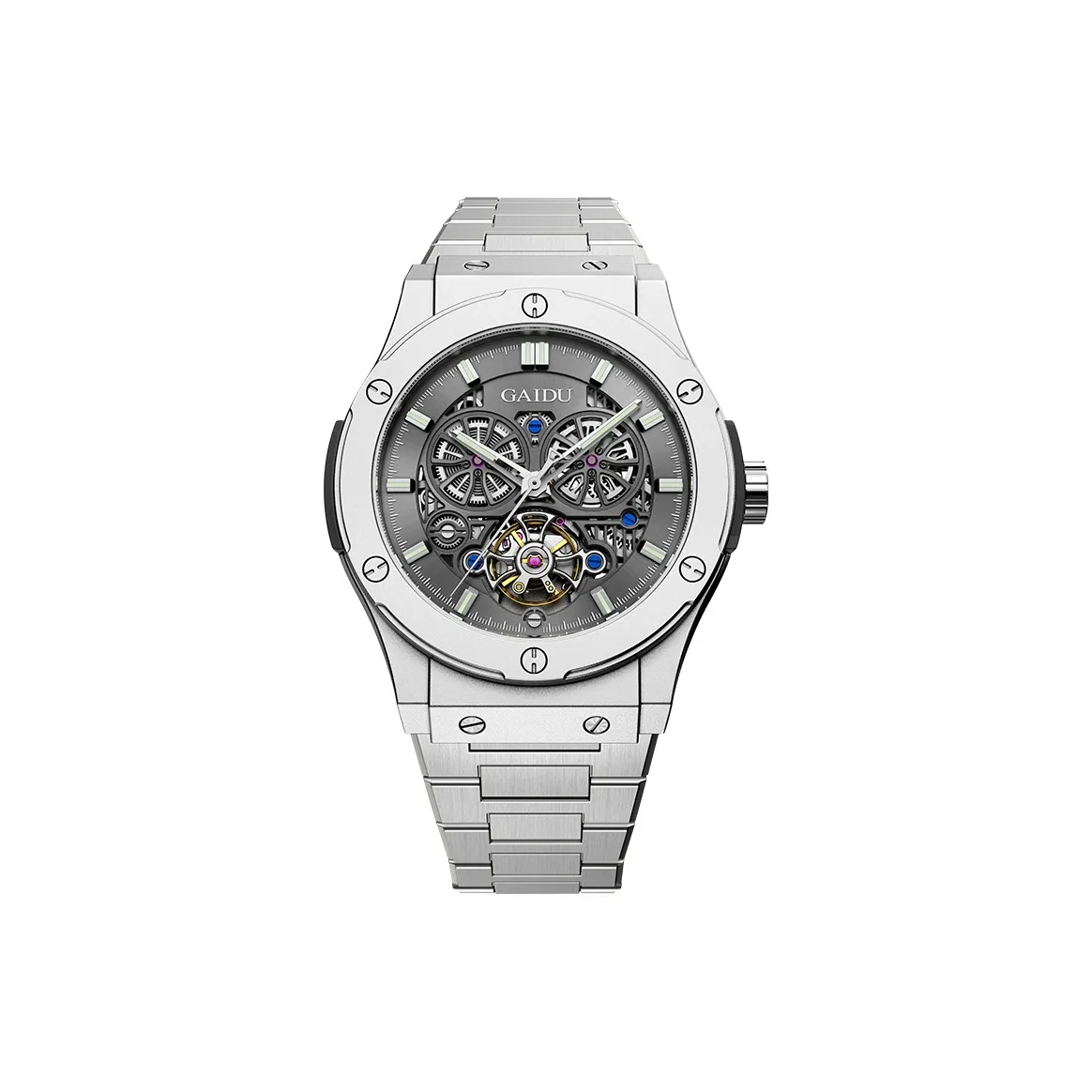 GAIDU Explorer Collection Автоматический Механический Механизм Стальной Ремешок Часы Мужские Черный Циферблат