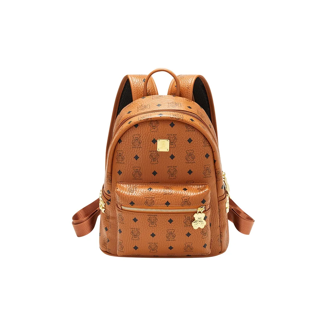 JANE KLAIN Synthetic Leather Backpack Tubas Women's Brown/Pink/Ecru