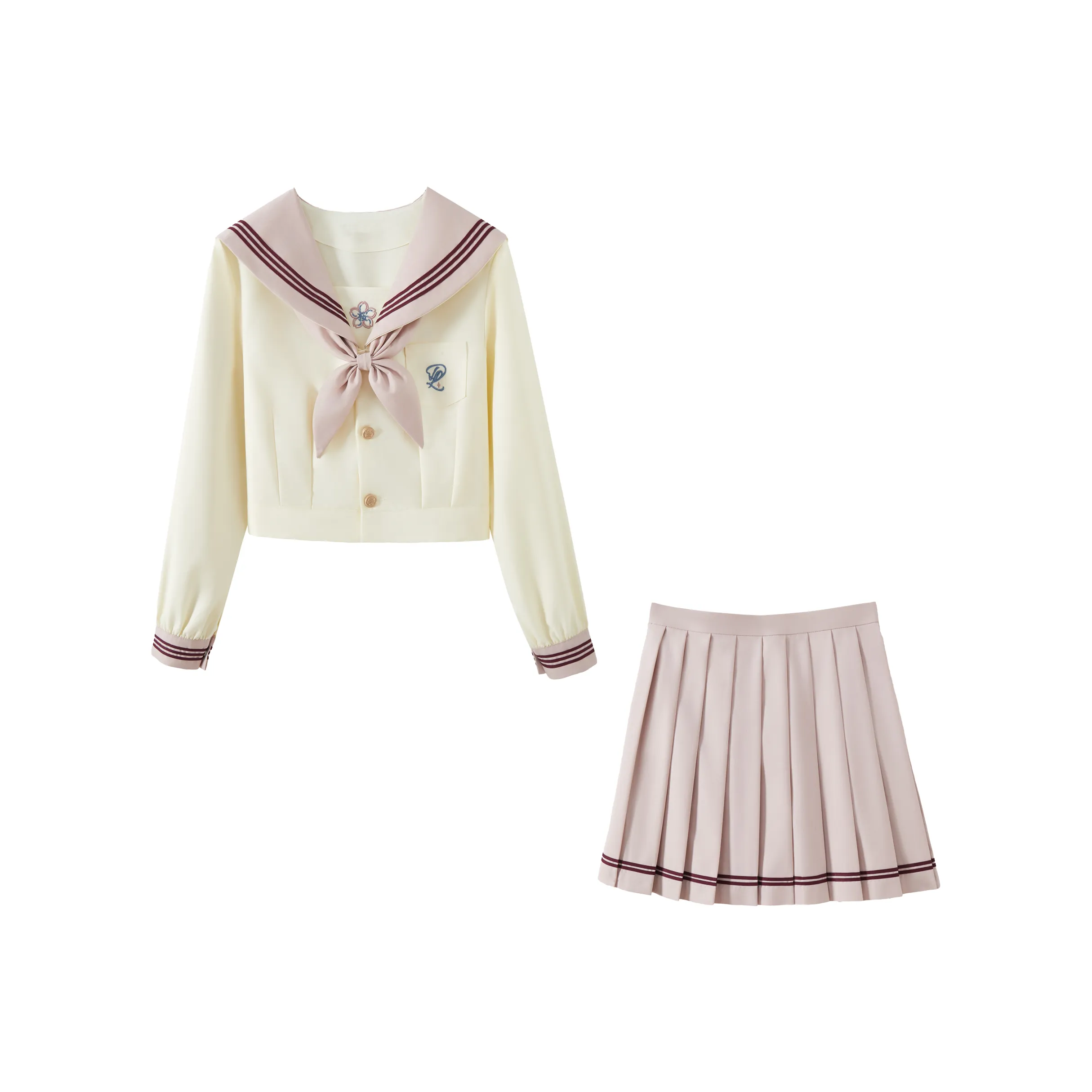 KAZAN Пыльно-розовый Длинный рукав Матроска Женская униформа