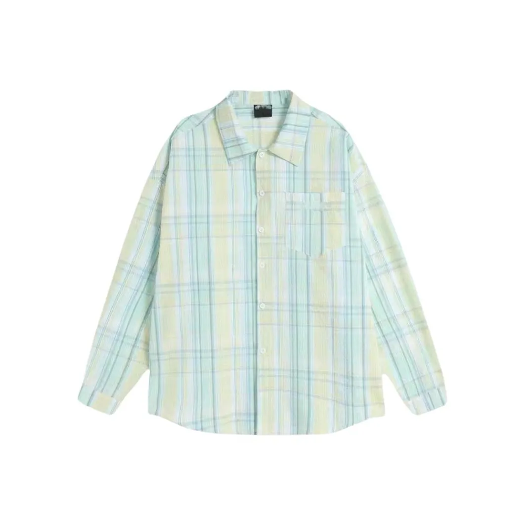 MUQINGQING Сине-зеленая рубашка в клетку женские рубашки