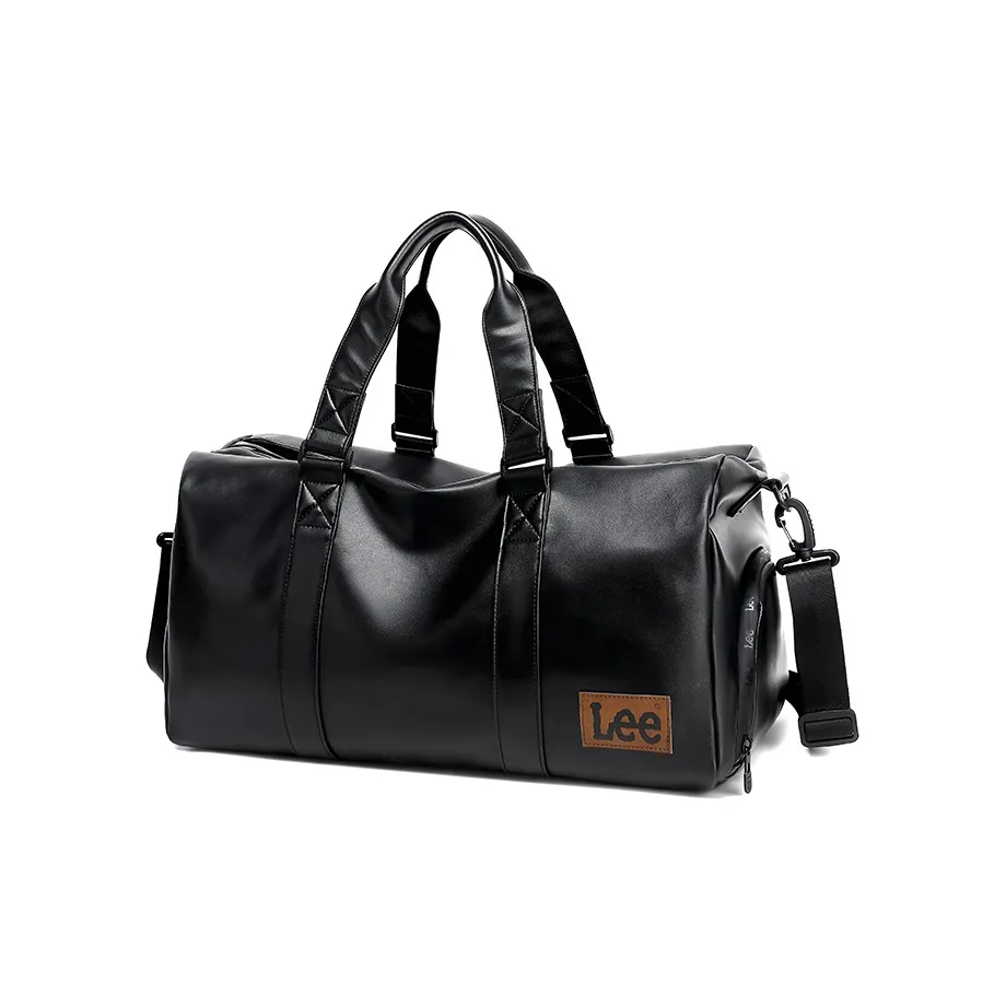Lee PVC Leather Travel Bag, Luggage Bag, Gym Bag, Crossbody Bag Unisex Black