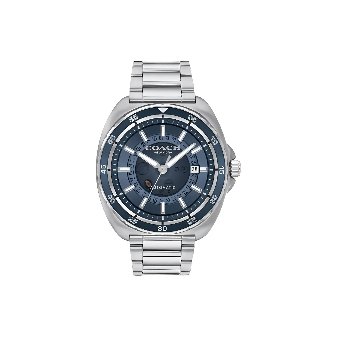 COACH Wrist Watch Automatic Mechanical Movement Stainless Steel Strap 44mm Blue Dial Men's Watches
