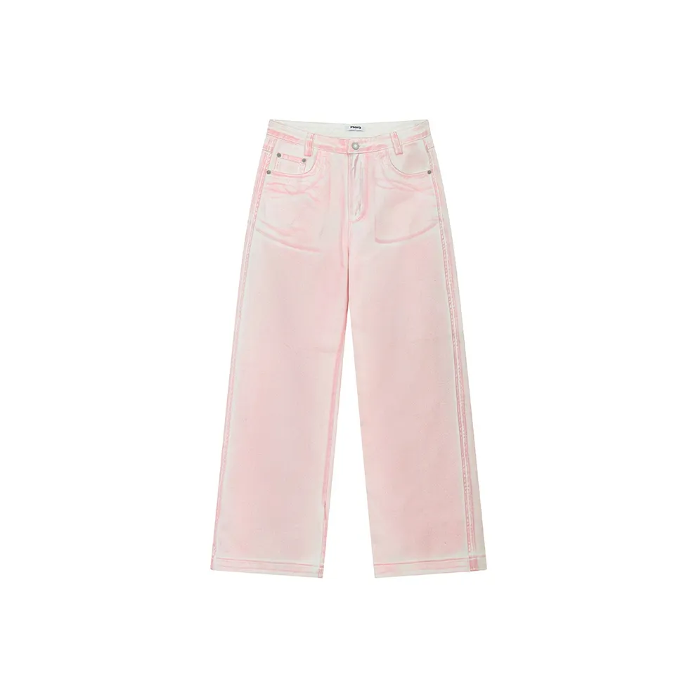 WULISHAONIAN Светло-розовые унисекс джинсы