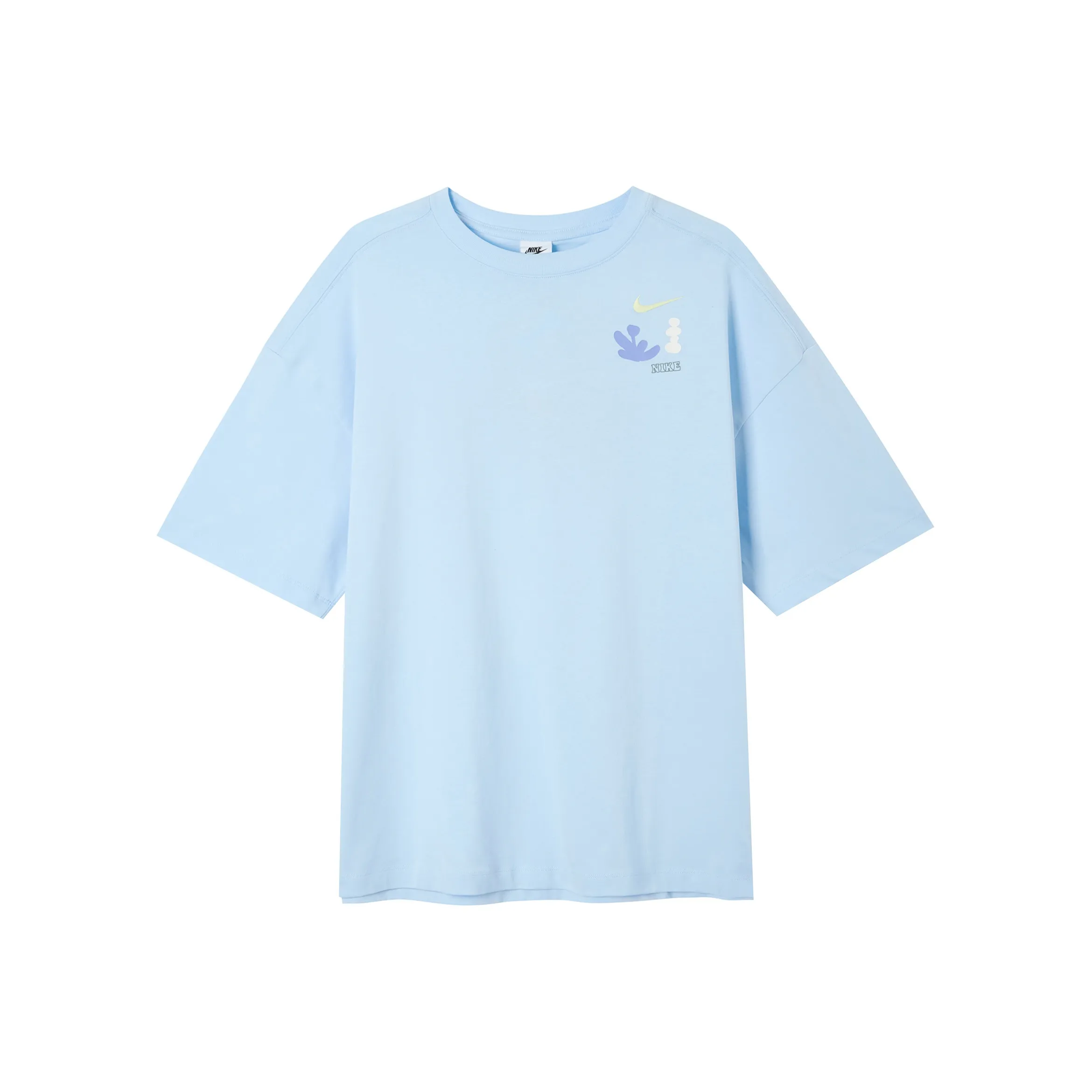 Nike Women'ss Retro Hand-Drawn Drop Shoulder T-Shirt Blue