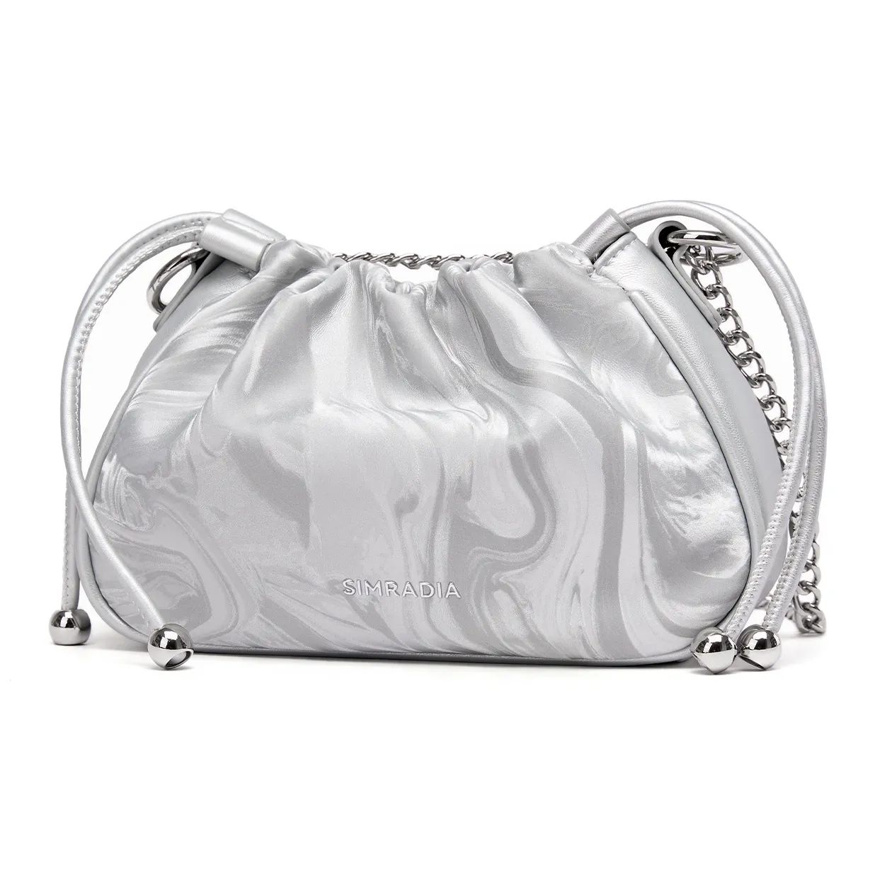 MOYYI Synthetic Leather Cloud Bag, Crossbody Bag, Shoulder Bag Women's Silver/Tofu Dry Color