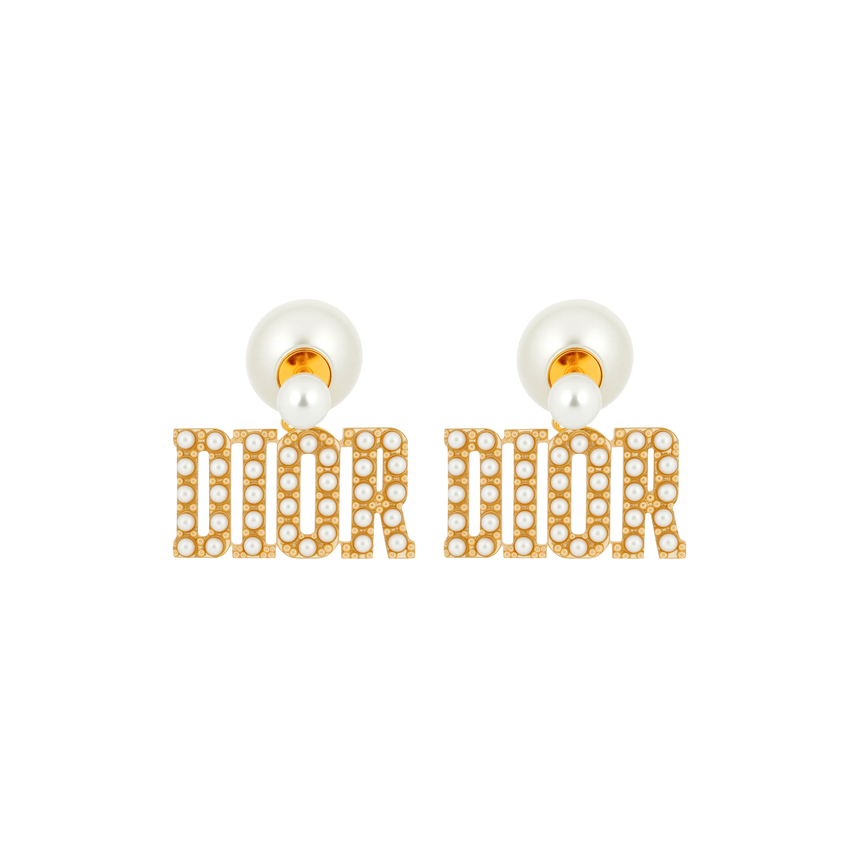 DIOR Metallic Pearls Earrings Women's