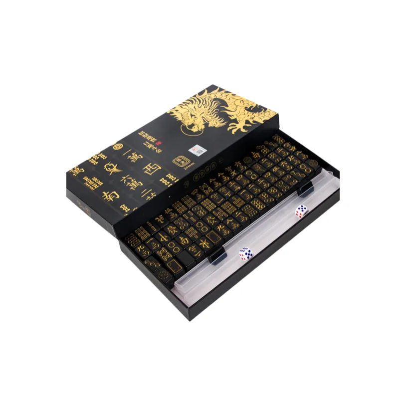 KecoSweet Черный Золотой Маджонг Набор для использования дома Мини Портативный На открытом воздухе Стильный Покерные фишки Настольные игры