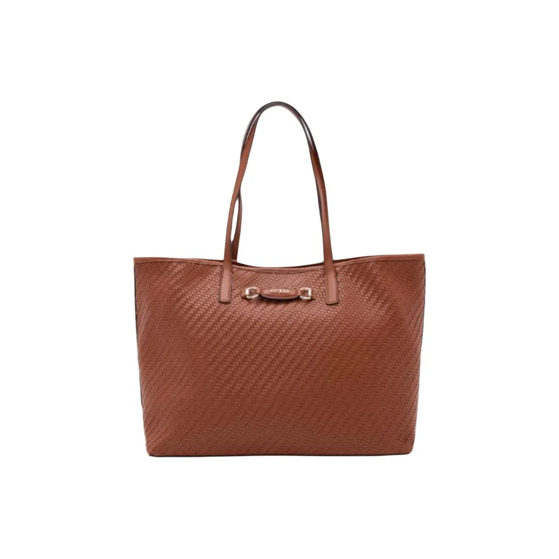 GUESS Artificial Leather Tote Bag, Shopping Bag, Shoulder Bag Medium Size Women's Brown