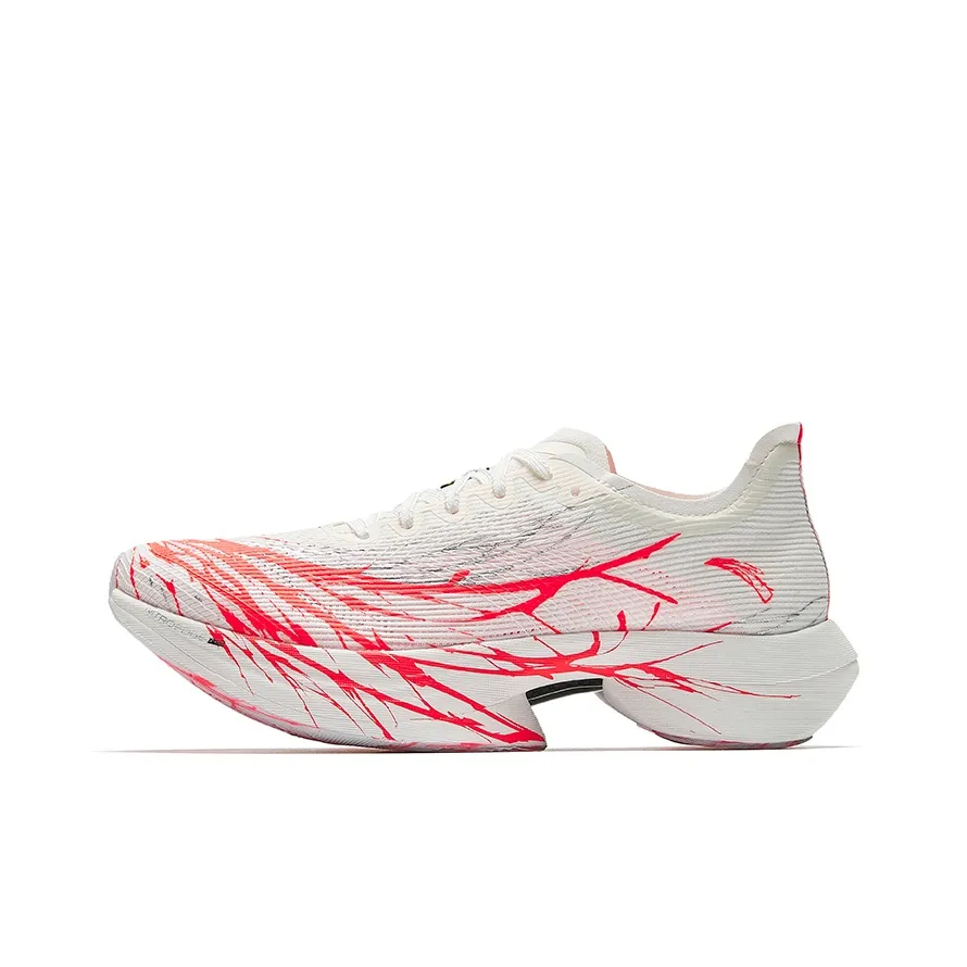 Anta C10 Pro Slip-resistant Abrasion-resistant Low Top Marathon Беговые кроссовки Женские Белые Красные