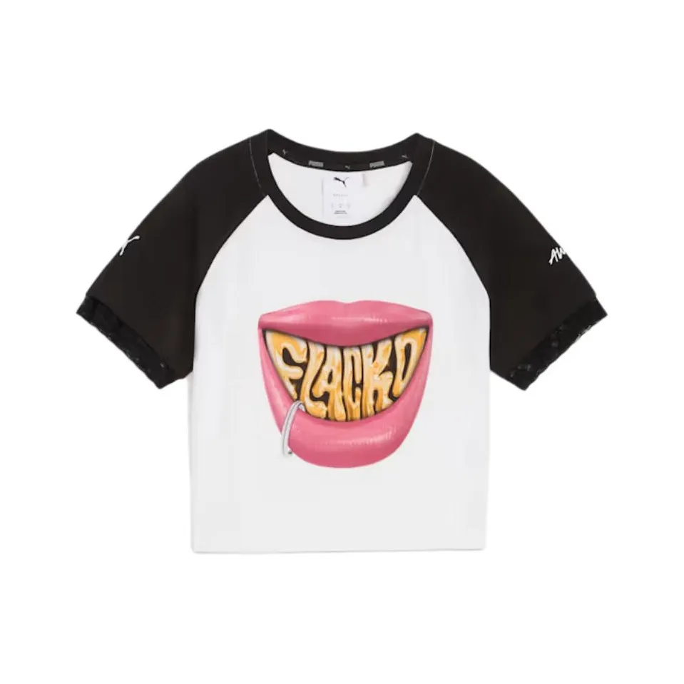 PUMA x A$AP ROCKY совместная модель Mostro SS25 реглан-рукав T-рубашка Женская Белая