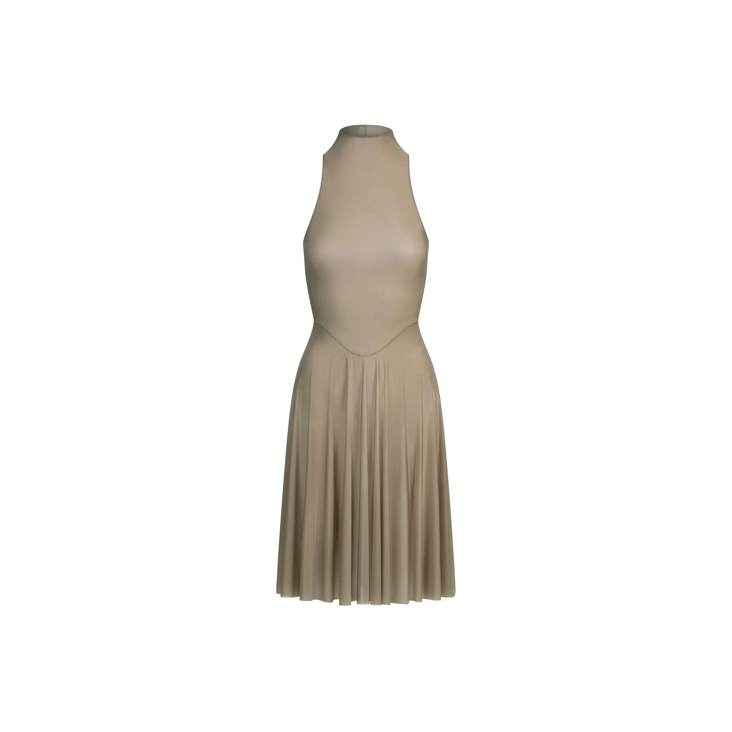 SKIMS SS25 MILKY Прозрачный Высокий вырез Платье-миди Без рукавов Женское