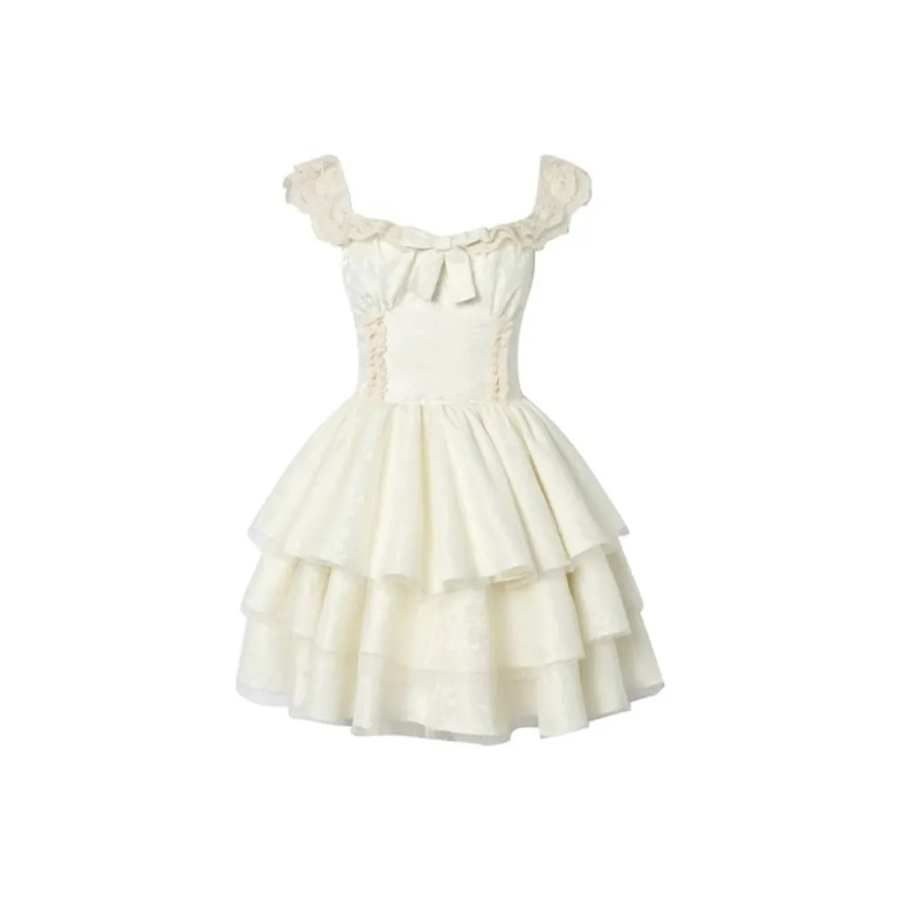 PZGE Абрикос Платье Принцессы + Бант Булавка Съемный Женские Слиплатья