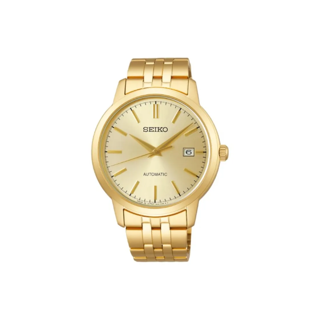 SEIKO SELECTION Automatic Mechanical Movement Gold Plated Stainless Steel Strap Watch 41.2mm Men's Watches Gold Dial