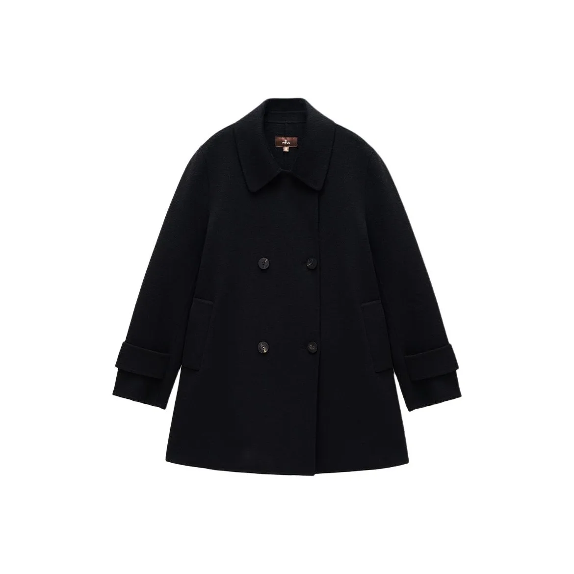 INSUN Черное, Овечья шерсть + Кашемир Женское пальто