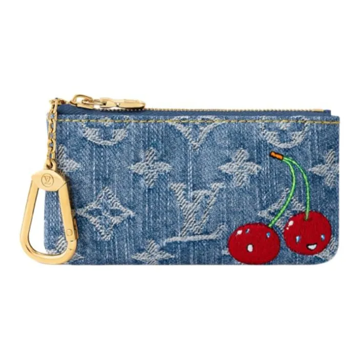 LOUIS VUITTON X Takashi Murakami Cherry Key Pouch Denim Monogram