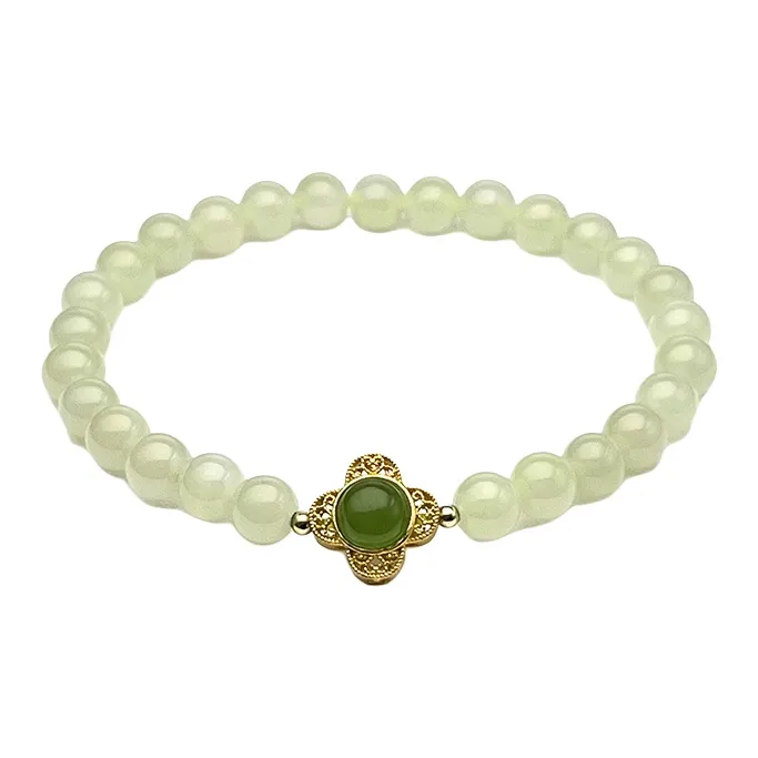 PEARL QUEEN Hetian Jade Bracelets Pale Greenish White Jade Unisex