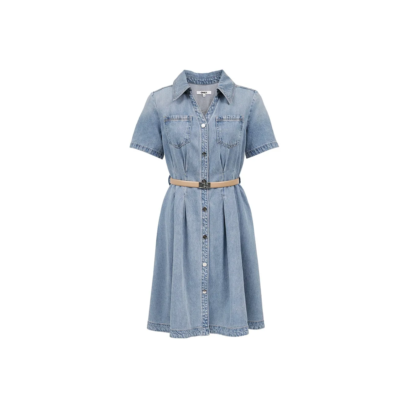 ONLY Короткий рукав Платье Женское J32 210 Выстиранный деним синий
