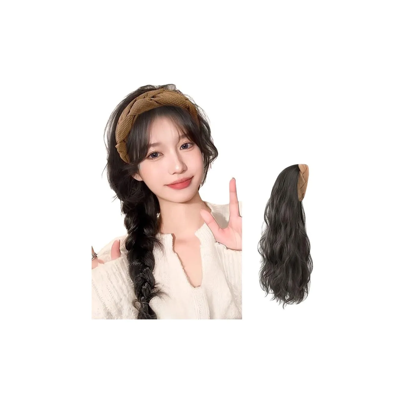 Time Shadow Высокая макушка Рябь Curling Ободок Интегрированная Перука