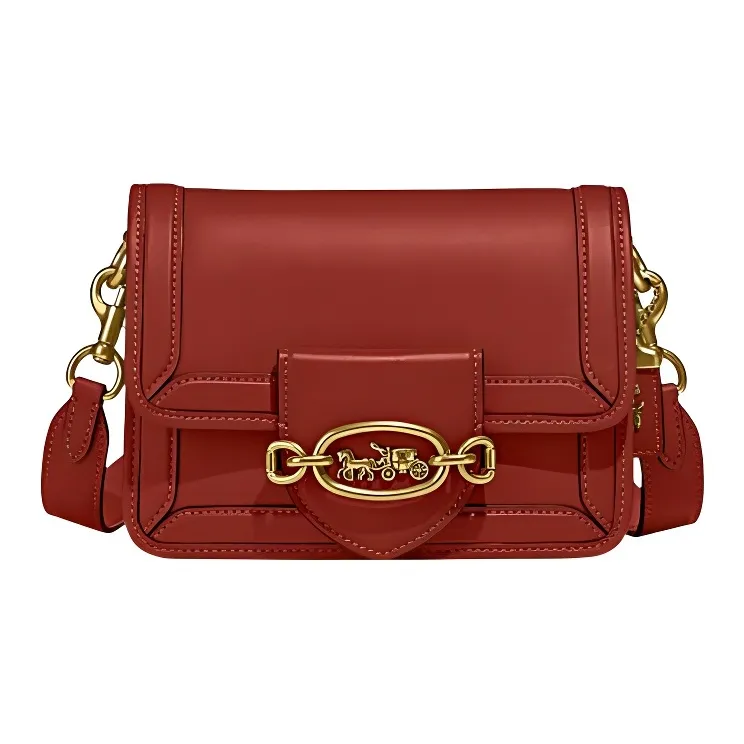 COACH Hero Cow Leather Shoulder Bag, Crossbody Bag Trumpets Women's Red