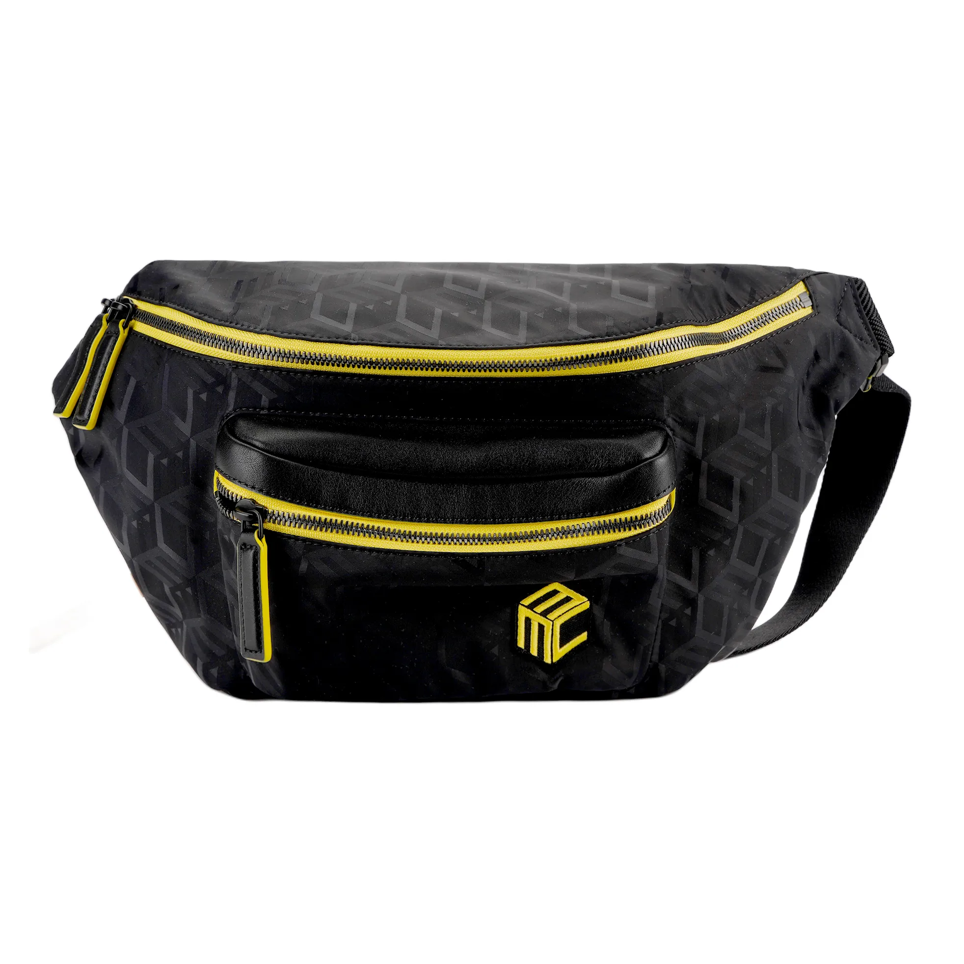 MCM Жаккард Нейлон And Наппа Кожа Через плечо Бананка Большой Мужской Черный