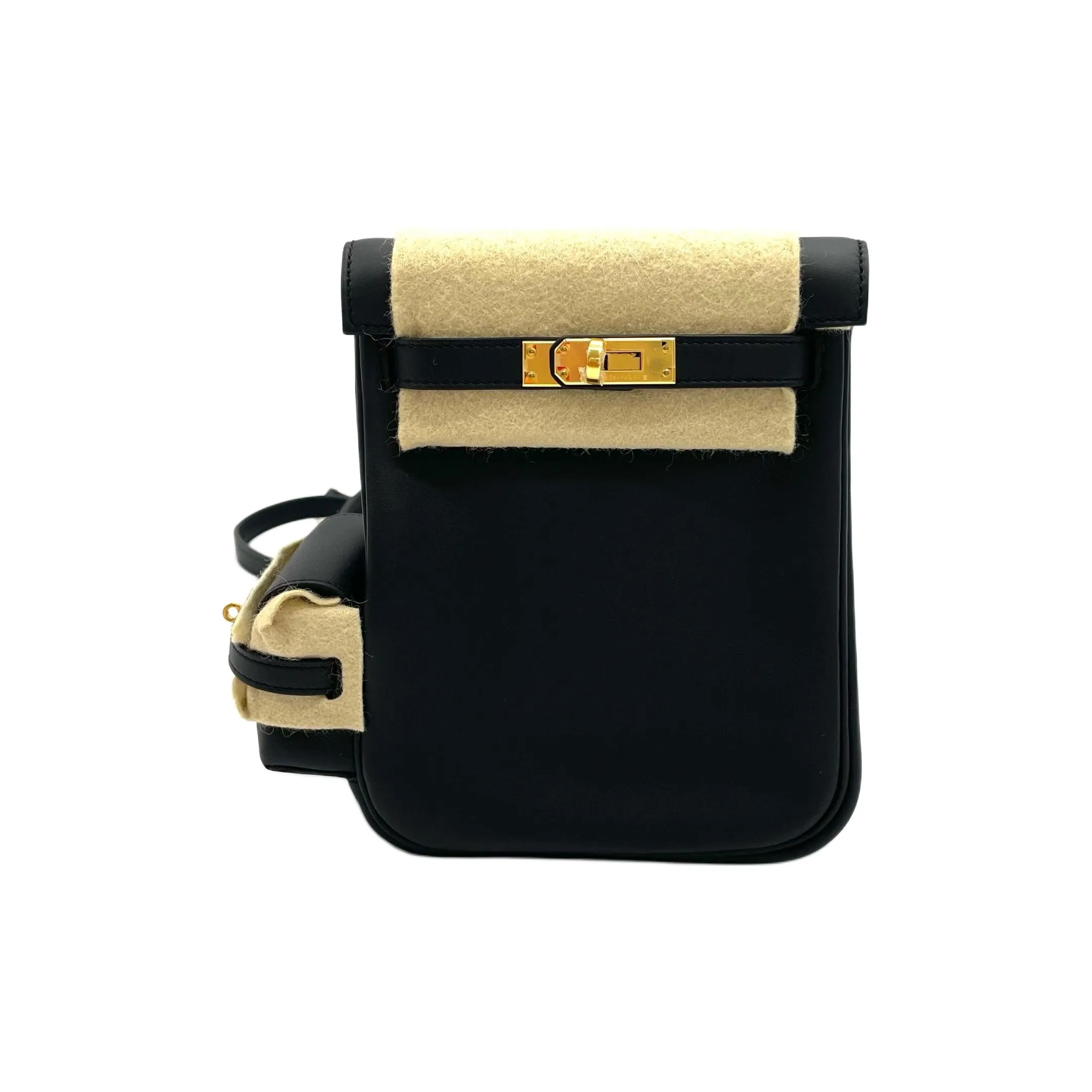 HERMES Kelly Jump Swift Leather Backpack Women's 89 Nior Black