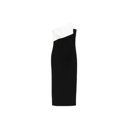 ROLAND MOURET Черное/Белое Женское Платье без рукавов