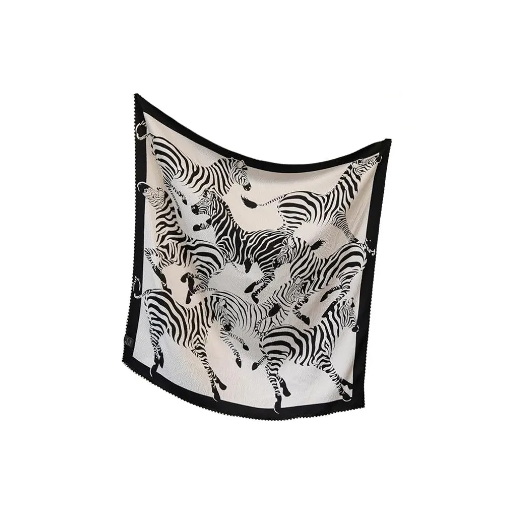 ZHIJINLOU Модный Зебра Полосы Шелк Шарф Женские