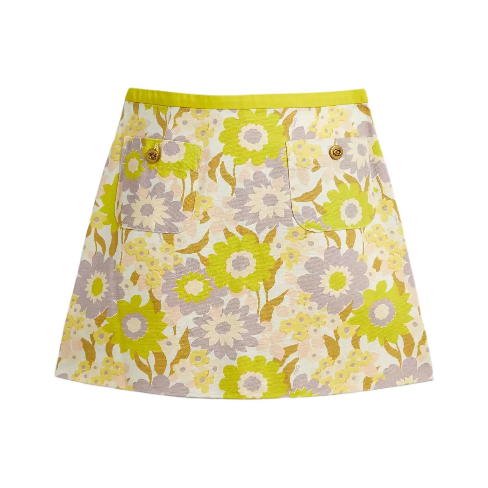 COACH SS25 Повседневные короткие юбки Женские Цветочный Желтый