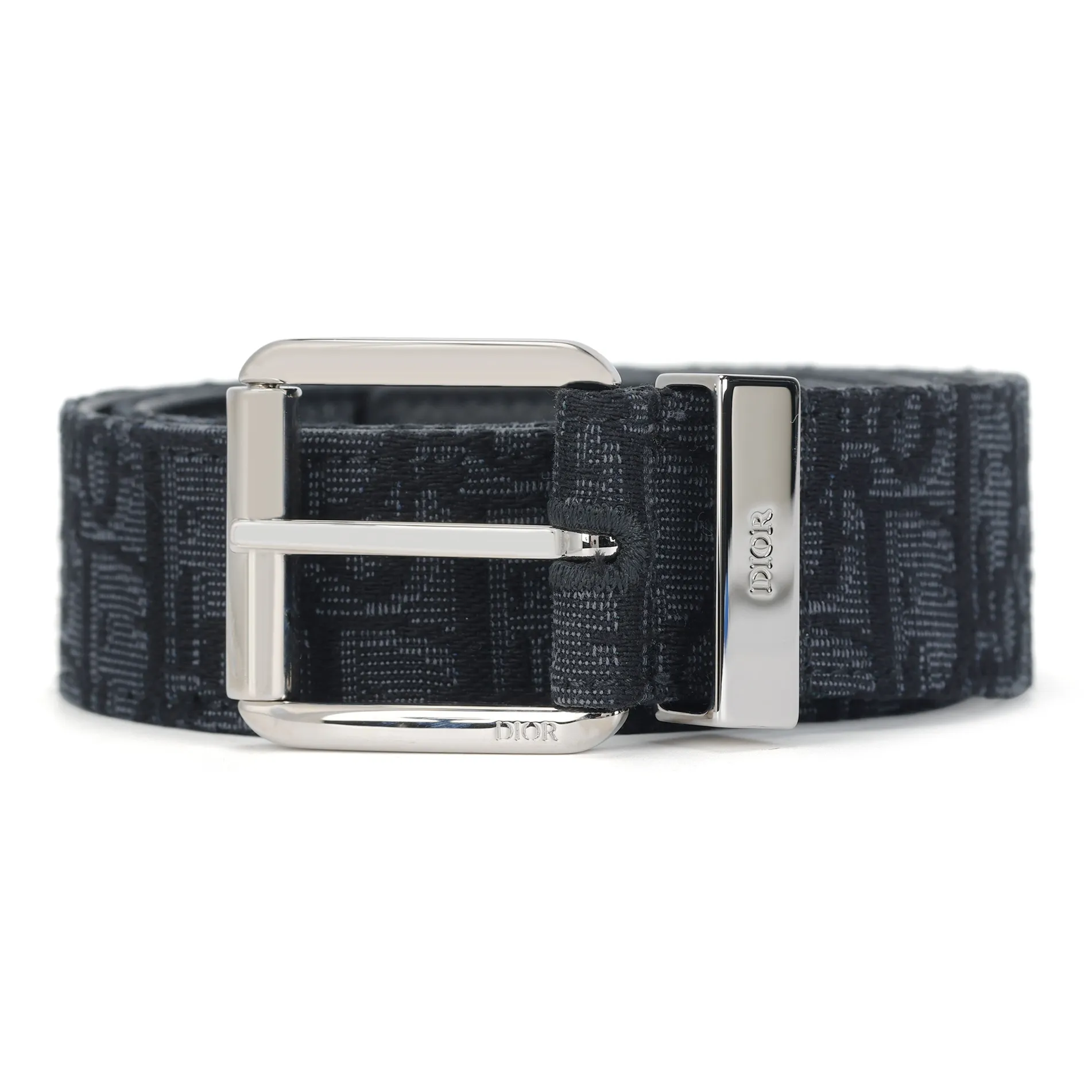 DIOR Cow Leather Belts Unisex Black Width 3.5cm