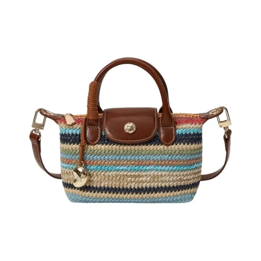 PAYOT Твенная плетеная сумка через плечо сумка женская многоцветные полосы светло-желтый светло-синий