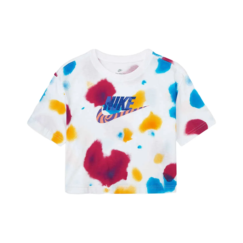 Nike Women'ss Logo Print Cropped Crewneck T-Shirt White