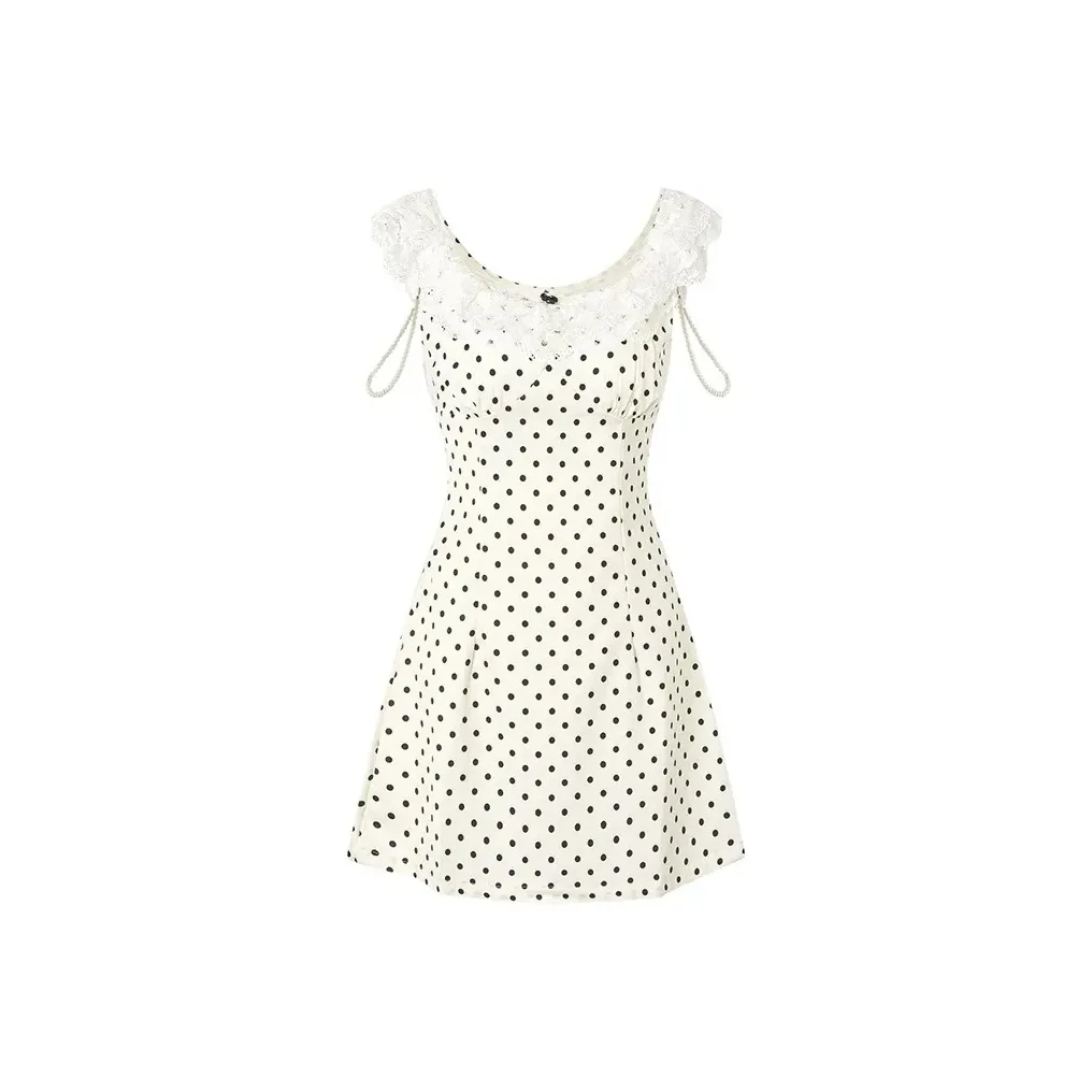 PAZZO Белый Гороховый узор Женские Платья без рукавов