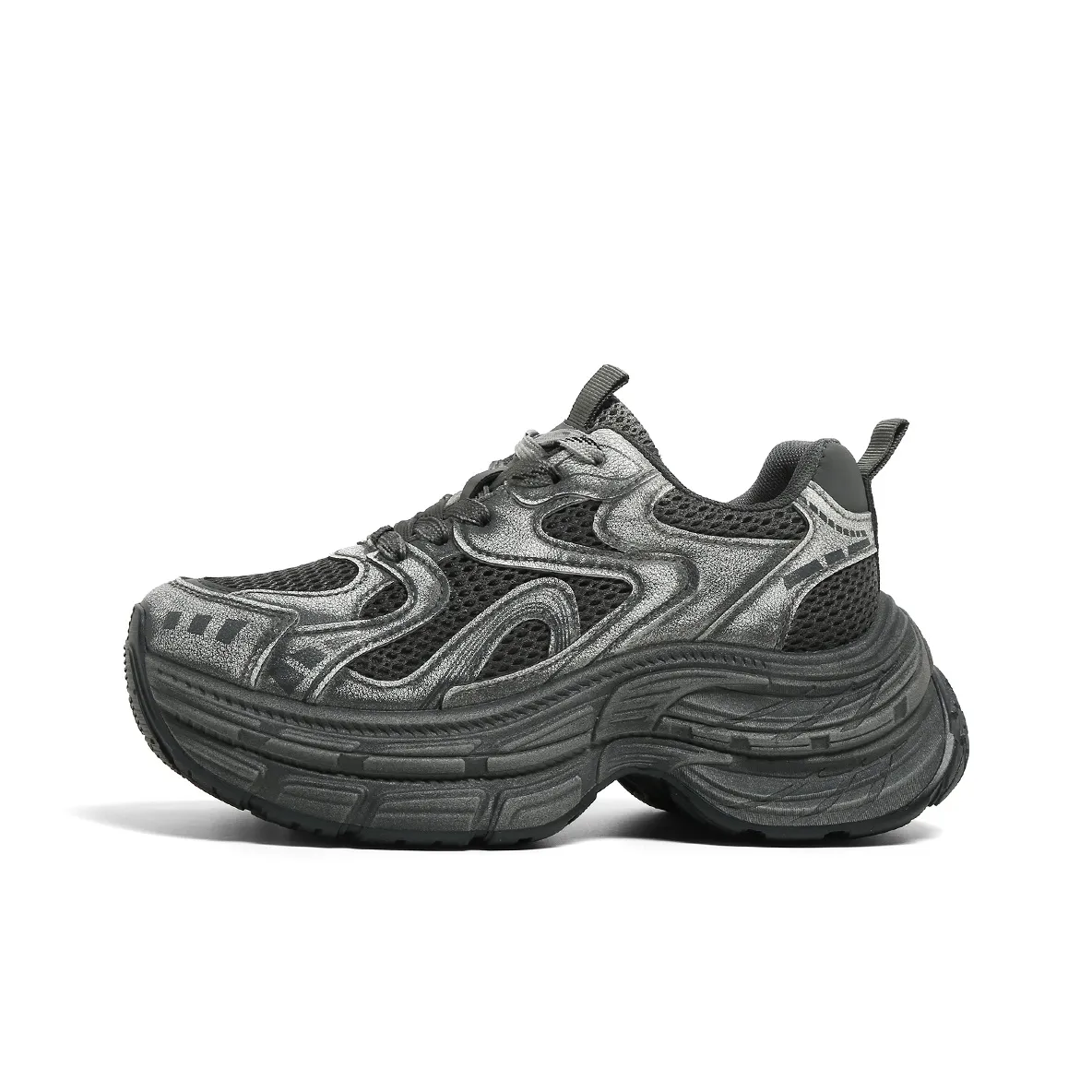 FOREVER 21 Амортизаторы Устойчивые к истиранию Низкий Топ Толстая подошва Кроссовки Женские Темно-серый