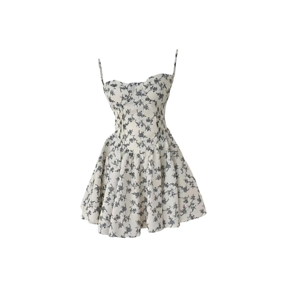 AFGGD Slip Dresses Women's White With Blue Floral