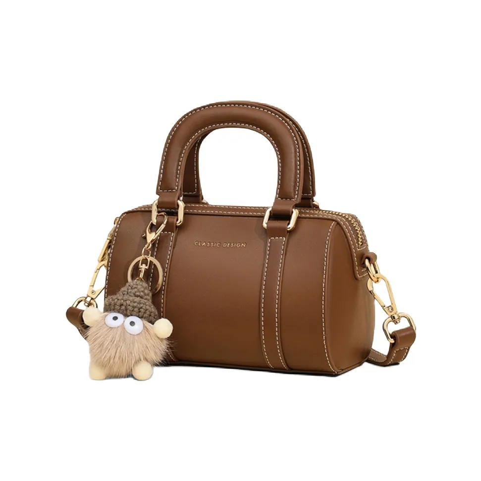 VINEY Cow Leather Handbag, Shoulder Bag, Crossbody Bag, Bowling Bag Regular Women's Brown