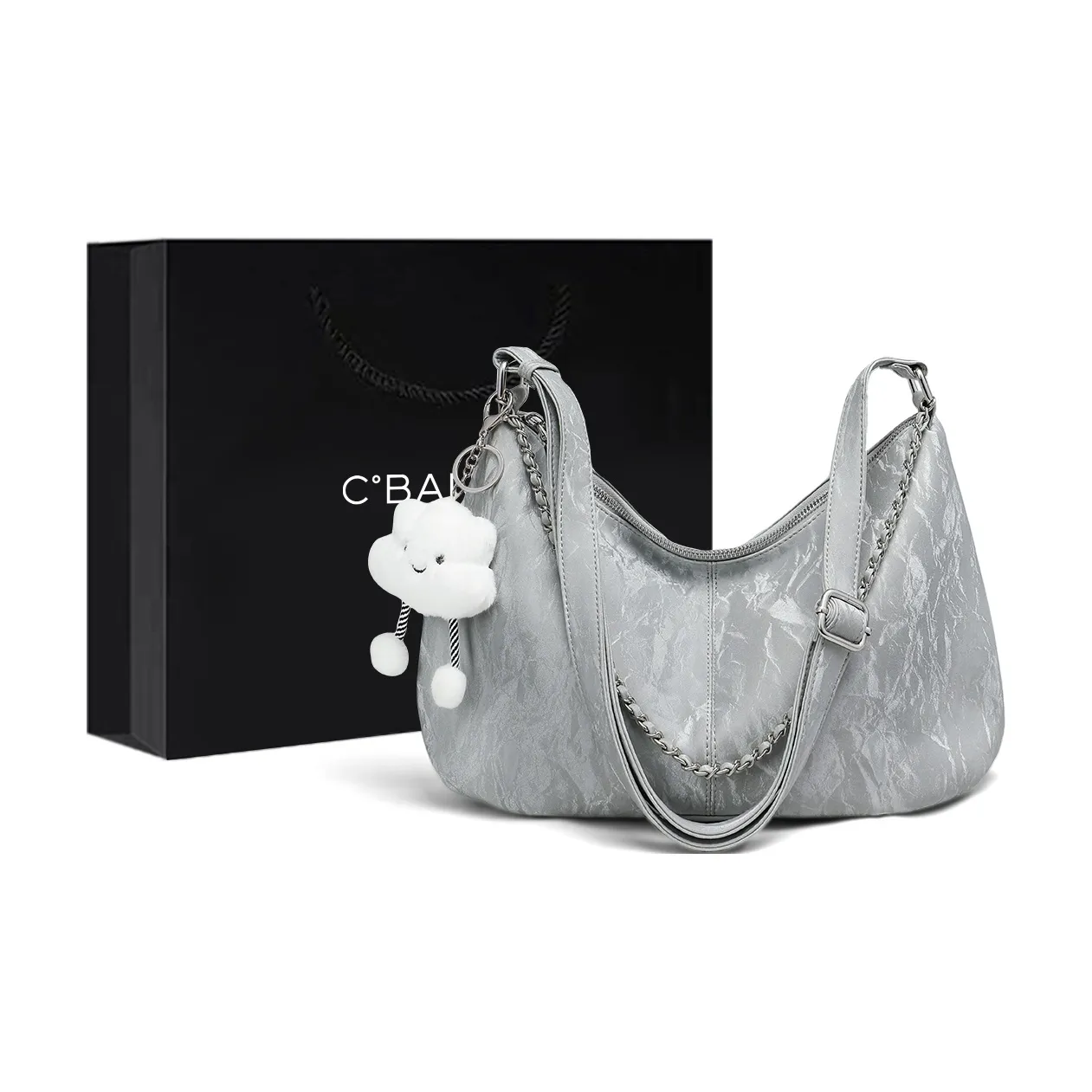 C°BANNER Коровья кожа Одно плечо Через плечо Тоут Средний Women's Silver Серый