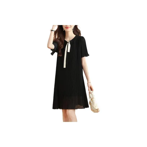 X MOOM Black Женские Короткие Платья с Рукавами