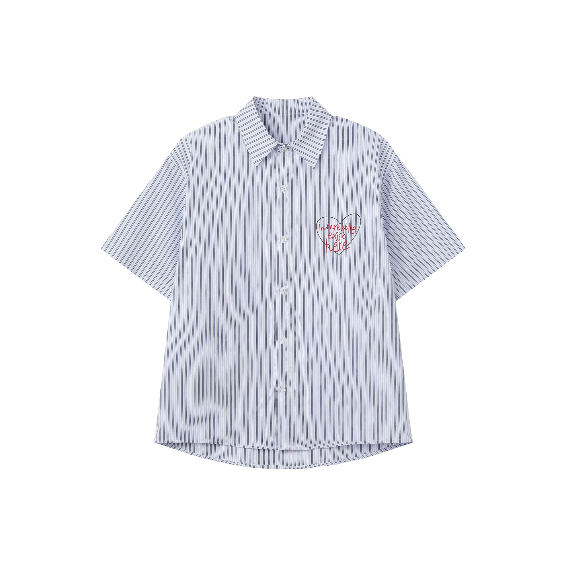 TURN TIDE Синий Короткий Рукав Унисекс Рубашка