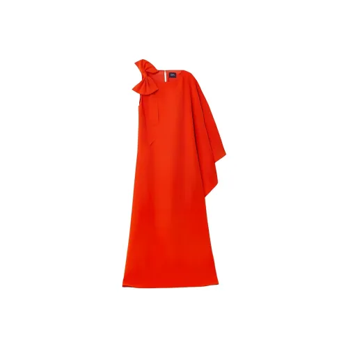 Marchesa Notte Red Женские Длинные Платья с Рукавами