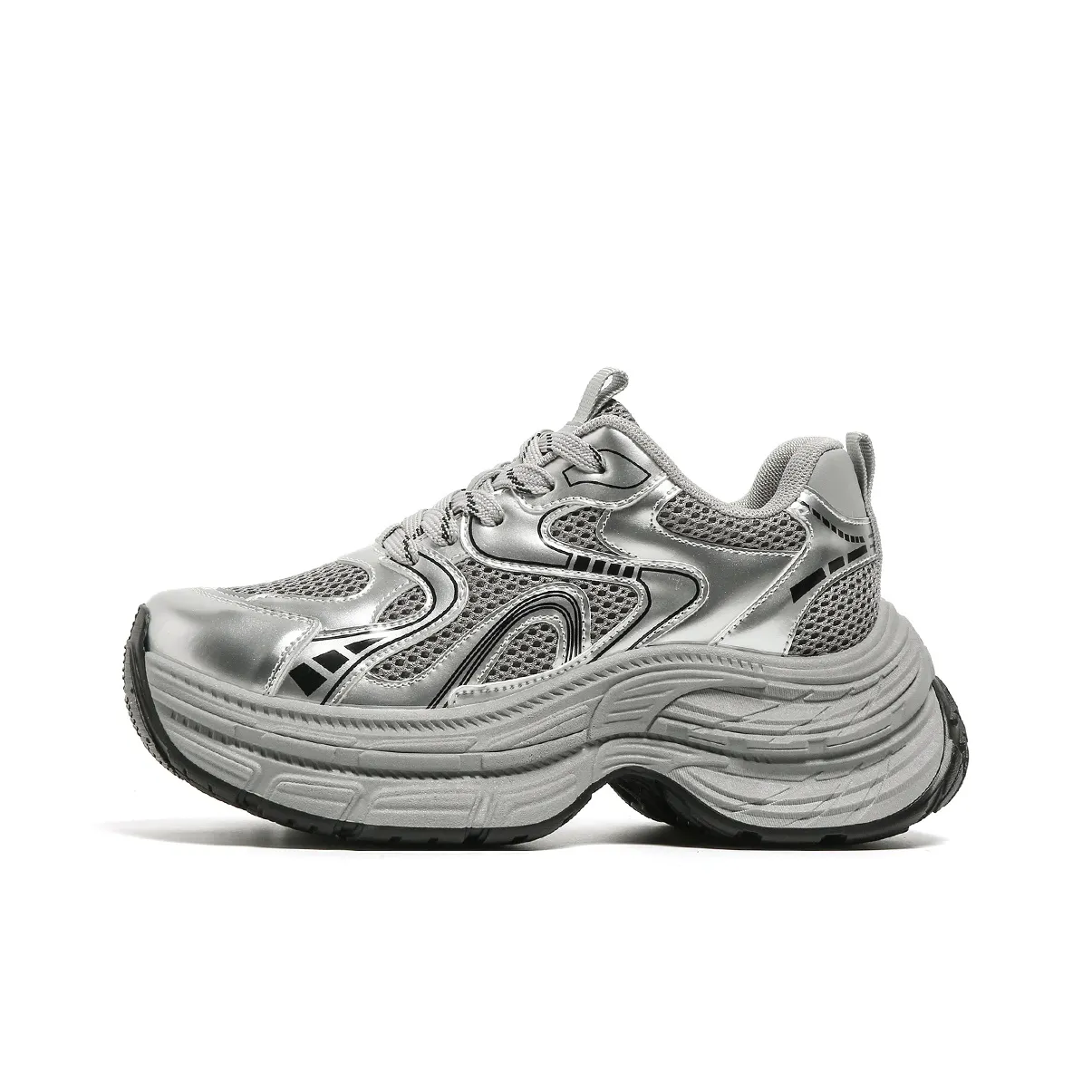 FOREVER 21 Устойчивые к истиранию противоскользящие низкие топовые кроссовки с толстой подошвой женские серебряные