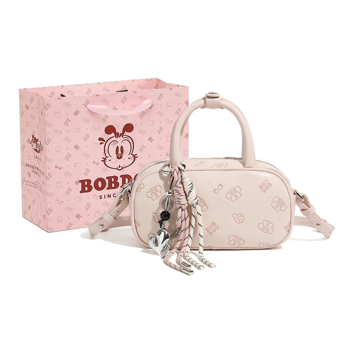 BOBDOG ПУ (полиуретан) Мода Универсальный Милый Стиль Девчачий Бостон Сумка Сумка через плечо Сумка Маленькая Женская Розовая