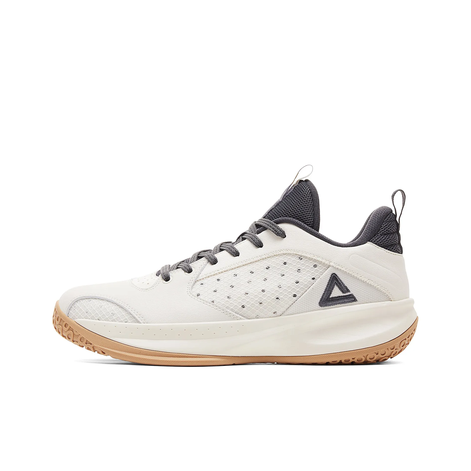 PEAK Lan Qie Амортизация Дышащий И Устойчивый Дизайн Низкие Баскетбольные Кроссовки Мужские Холст Белый Темно-Серый