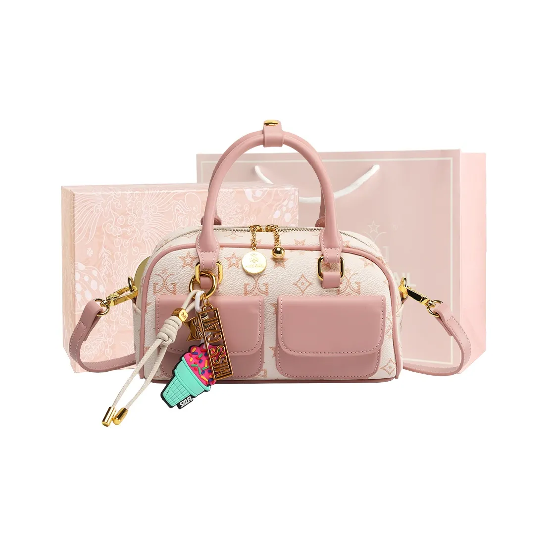 MISS GAIL Сумка через плечо из синтетической кожи женская монограмма розовая