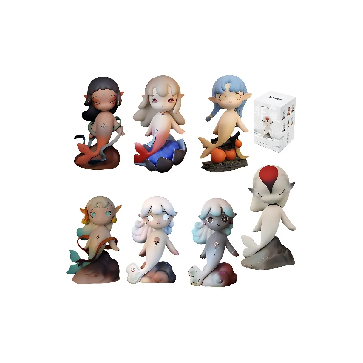 CHAOWANBOPU Не Рыбка First Поколение Традиционный Национальный Стиль Культура Милый Русалка Q Милый Кукла Слепые коробки