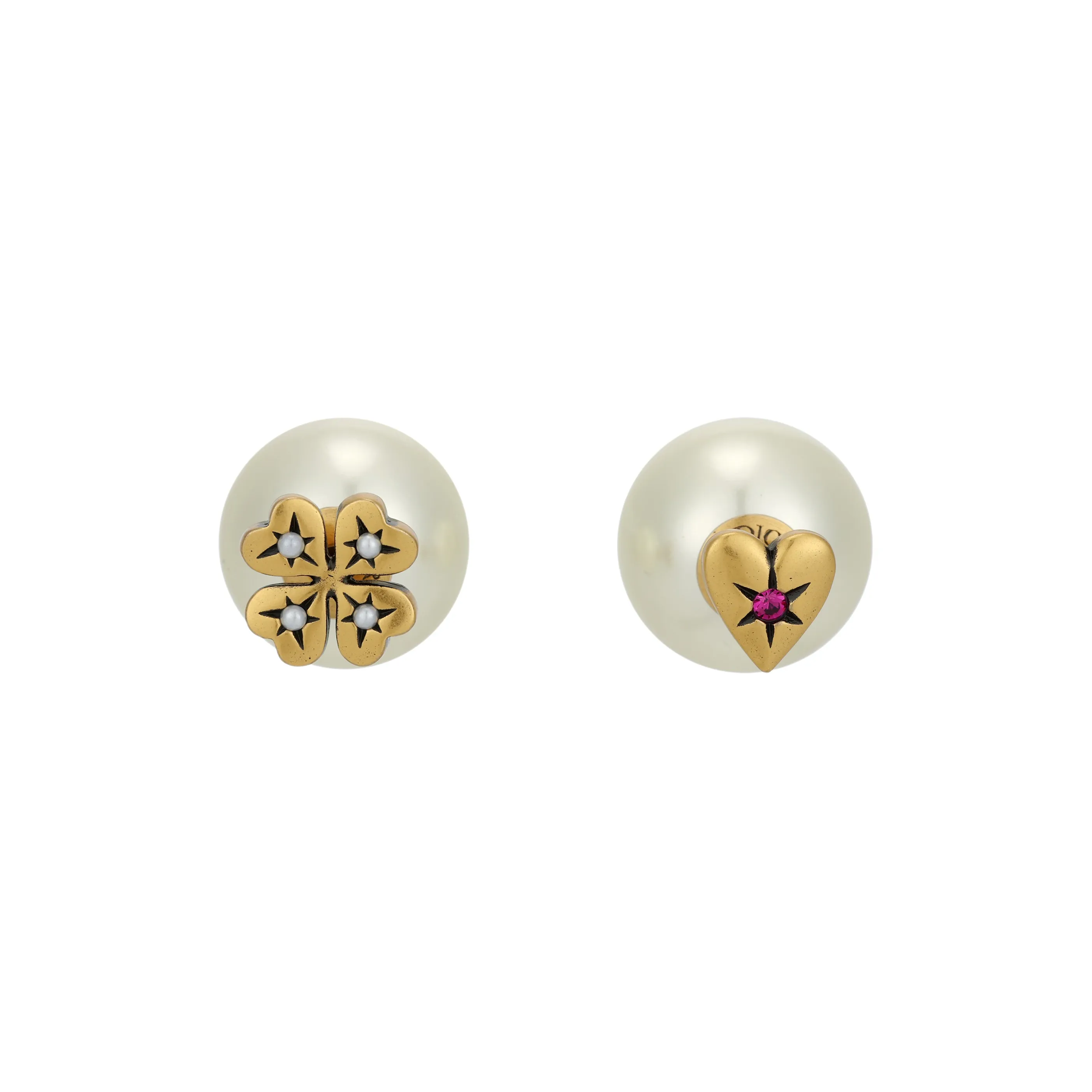 DIOR Metal Earrings Women's Gold/White