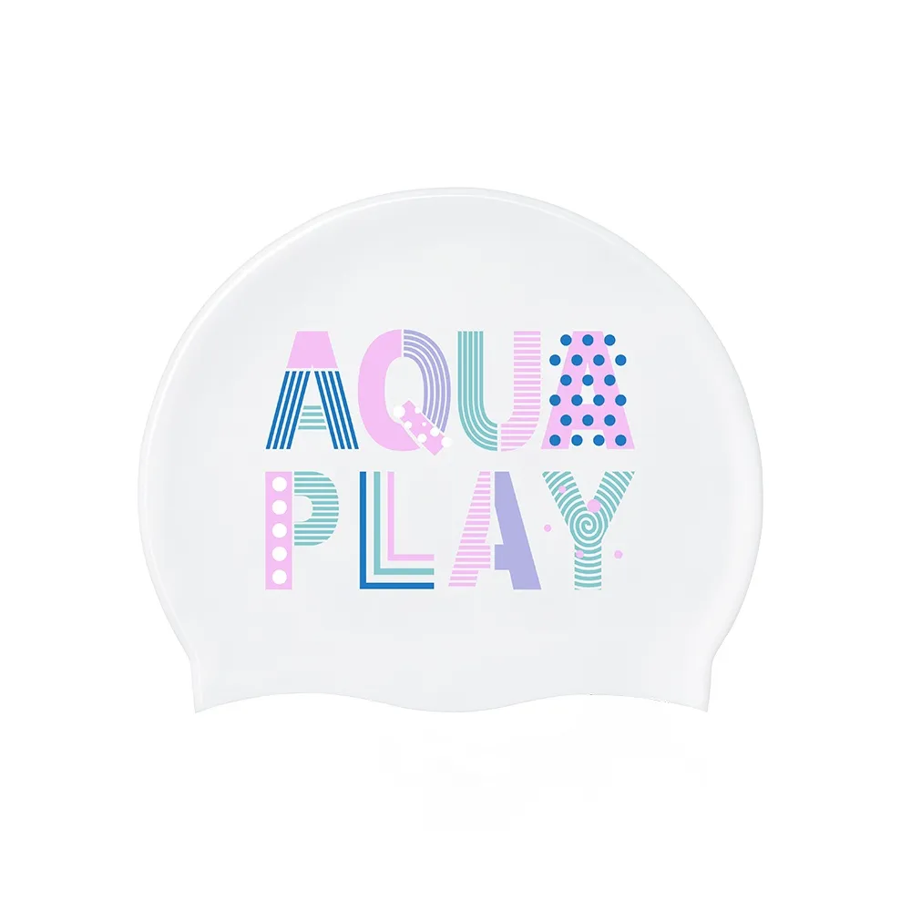 AQUAPLAY Swimming Caps Silicone Swim Unisex Ivory White