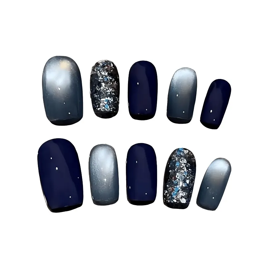 T Z Luxe Handmade Nail Polish Синий Съемный Осенний Зимний False Nail Короткий Градиентный Кошачий глаз Однотонный